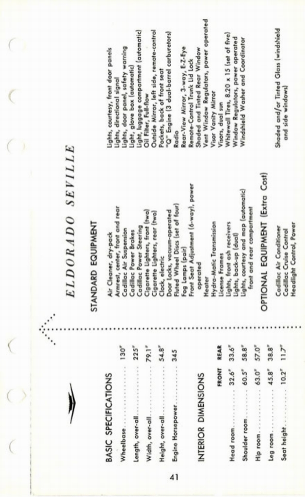 1960 Cadillac Salesmans Data Book Page 12